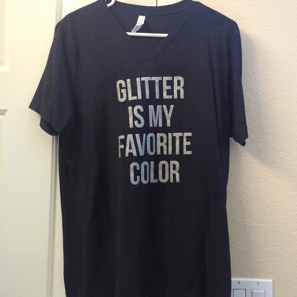 Bella Canvas Tops - Women's V Neck Bella Canvas graphic T-shirts, Glitter letters.
